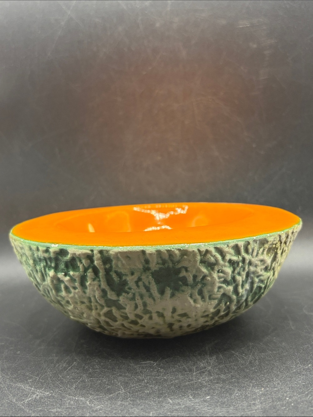 Ed Langbein Original Cantaloupe Melon Bowl Mid Century Vintage Italian Pottery - Picture 4 of 11